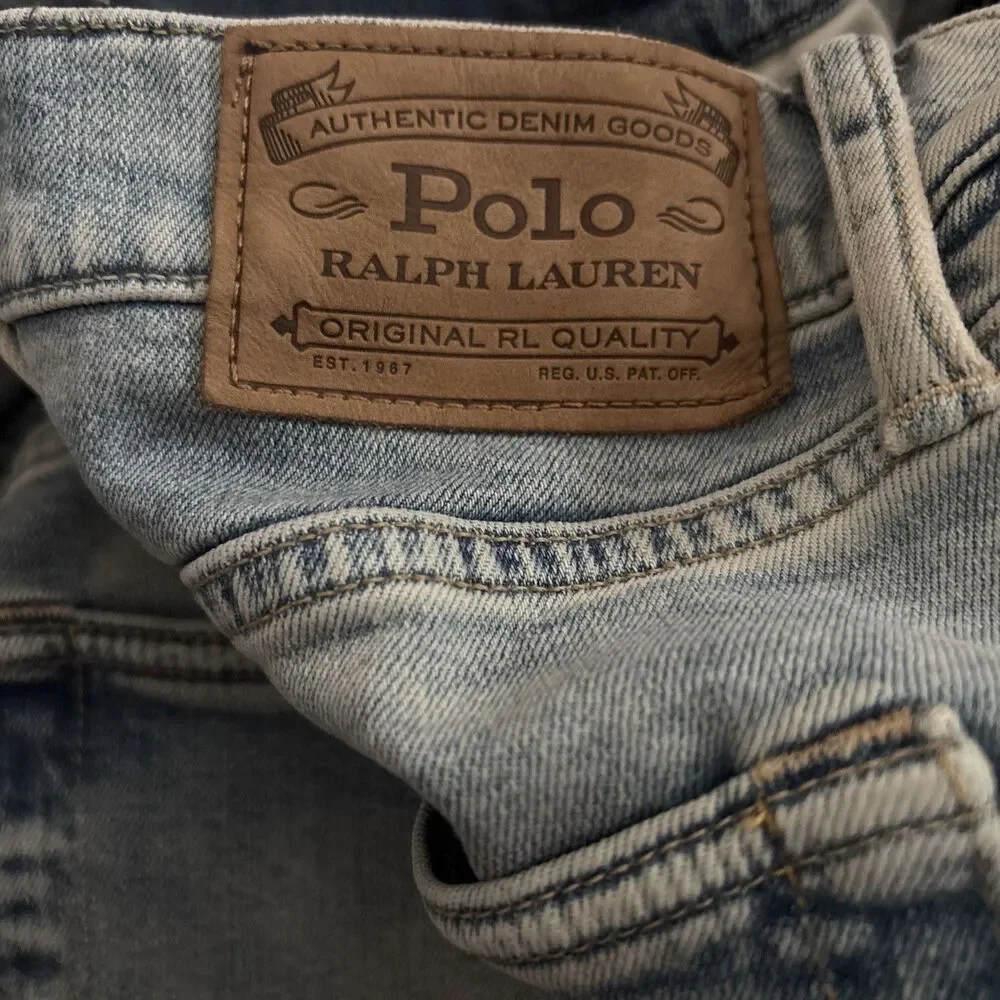 Polo Ralph Lauren Mens 44T x 36 Jeans Hampton Straight Stretch Blue Light Wash